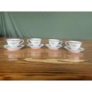 8-PC‎ Vintage Noritake Nippon Cups & Saucer Plates JAPAN Floral Gold Trim